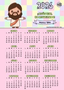 Calendario 2026 Versículo Jesús Vive