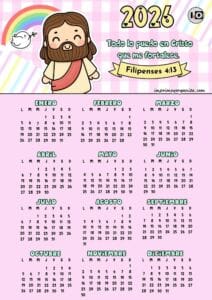 Calendario 2026 Versículo Rosa