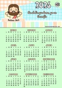 Calendario 2026 Versículo Verde