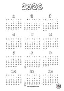 Calendario 2026 relieve