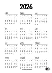 Calendario 2026 sencillo