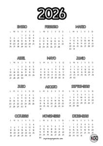 Calendario 2026 simple