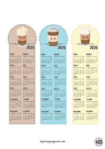 Calendarios Marcapáginas 2026 Cafés Kawaii