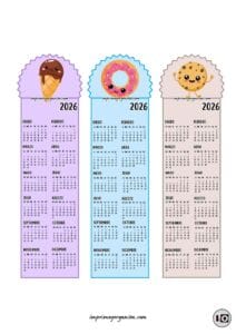 Calendarios Marcapáginas 2026 Dulces Kawaii