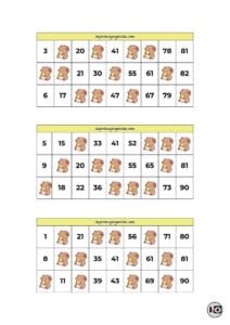 Cartones de Bingo Capibaras Amarillo