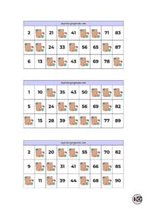 Cartones de Bingo Capibaras Lila