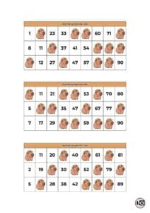 Cartones de Bingo Capibaras Marrón