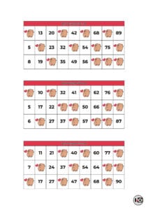 Cartones de Bingo Capibaras Rojo