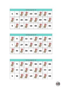 Cartones de Bingo Capibaras Turquesa