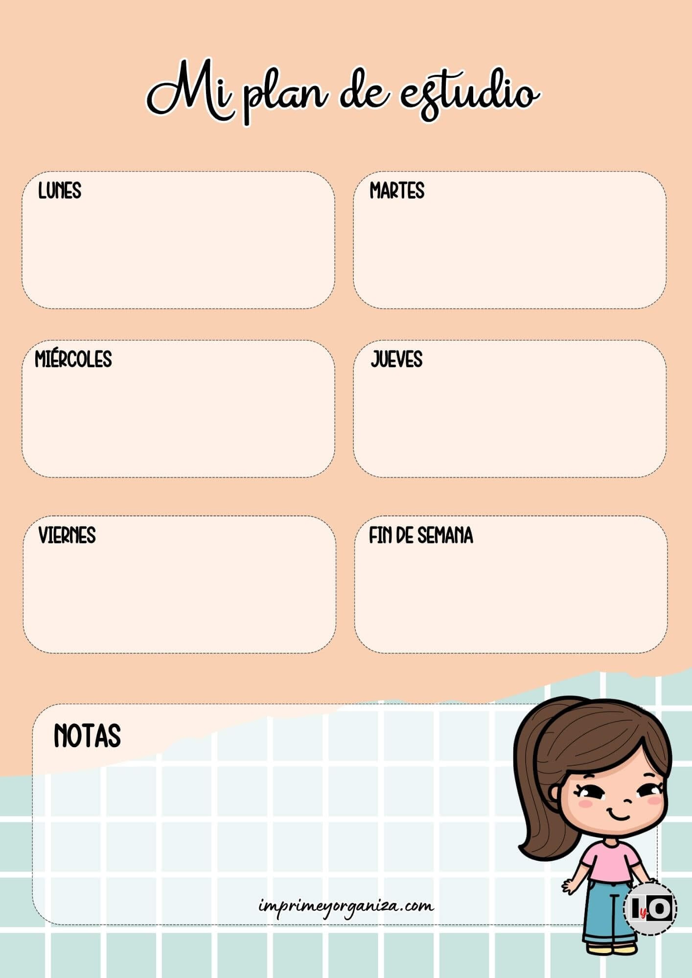 Plan de estudio Cuadrícula Gris