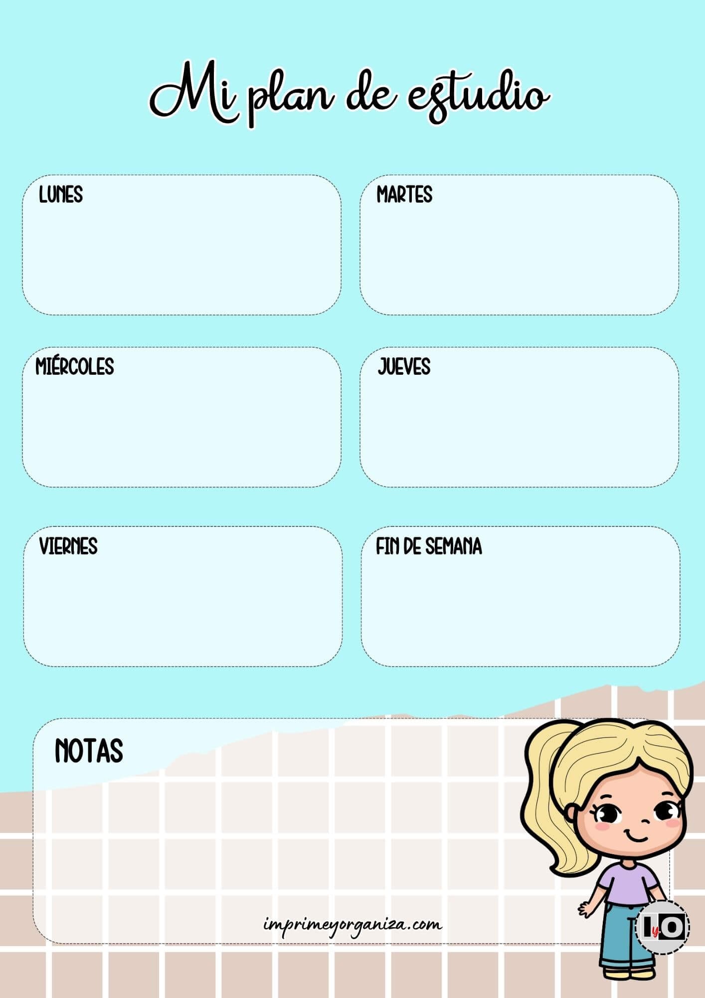 Plan de estudio Cuadrícula Marrón