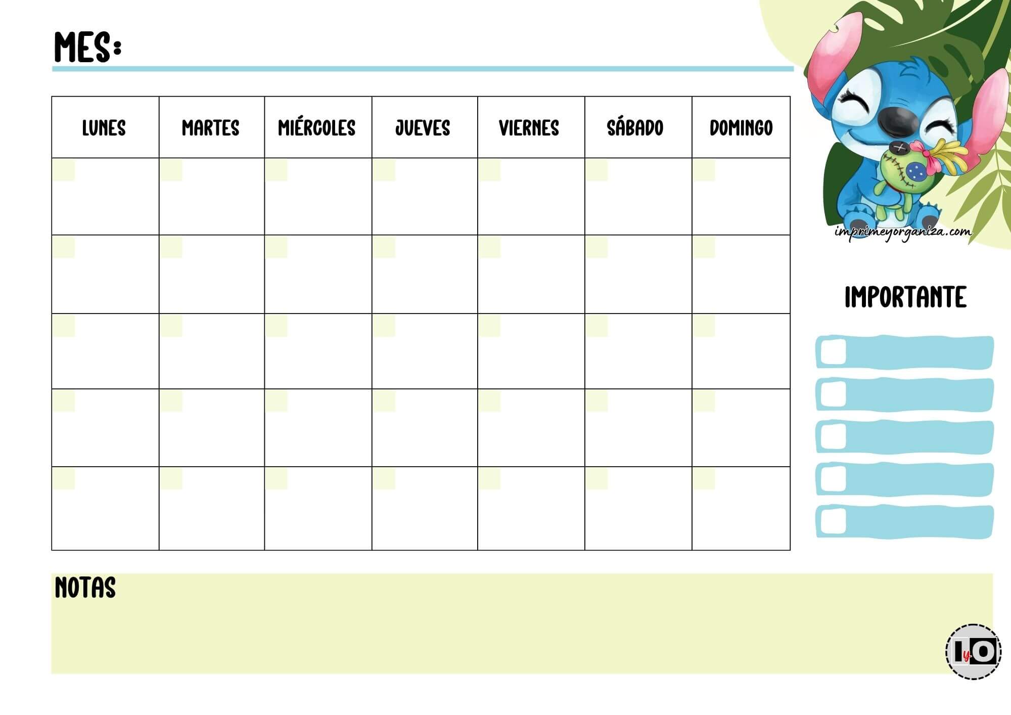 Planificador Mensual Stitch