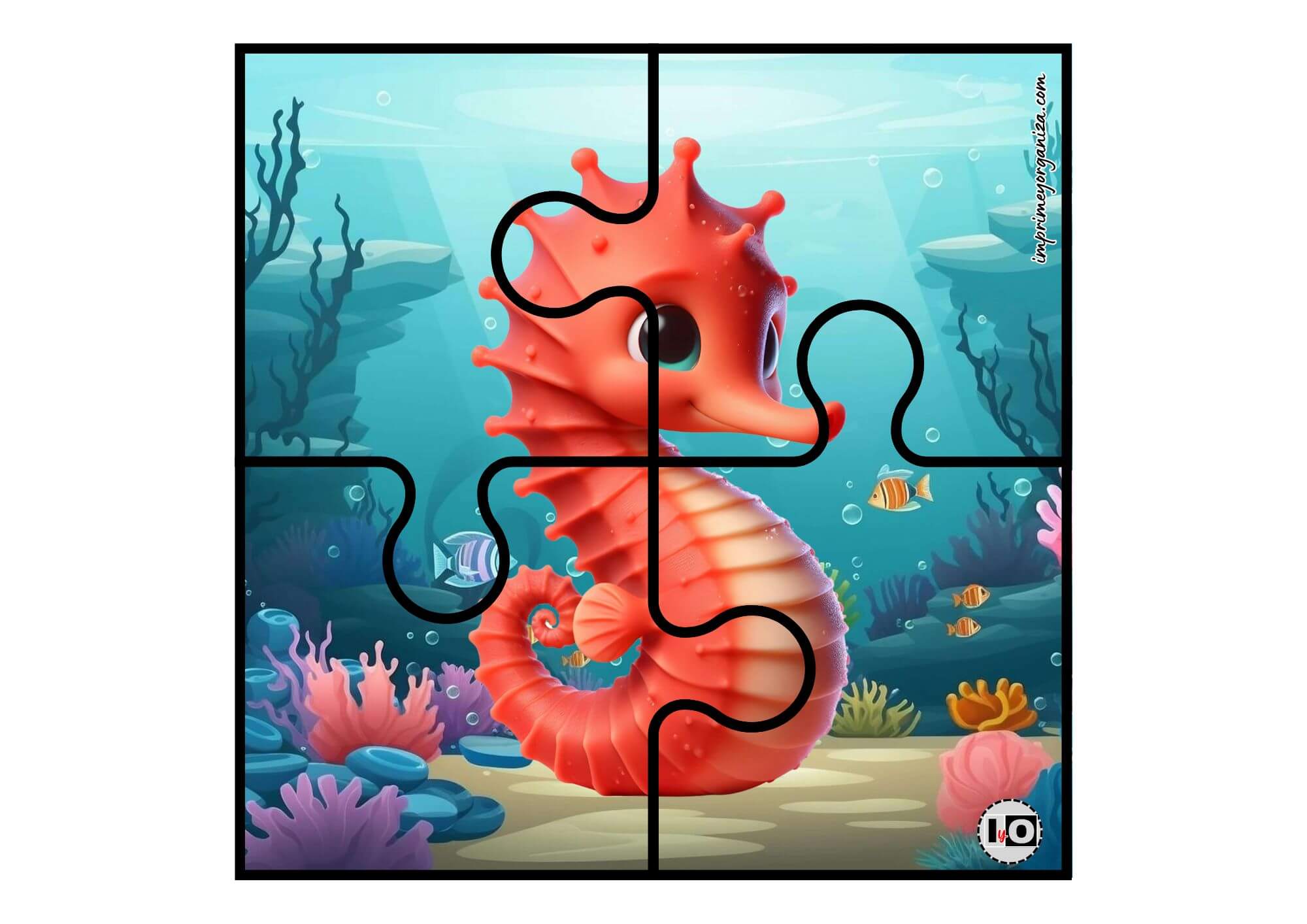 Puzzle Caballito de mar 4 piezas