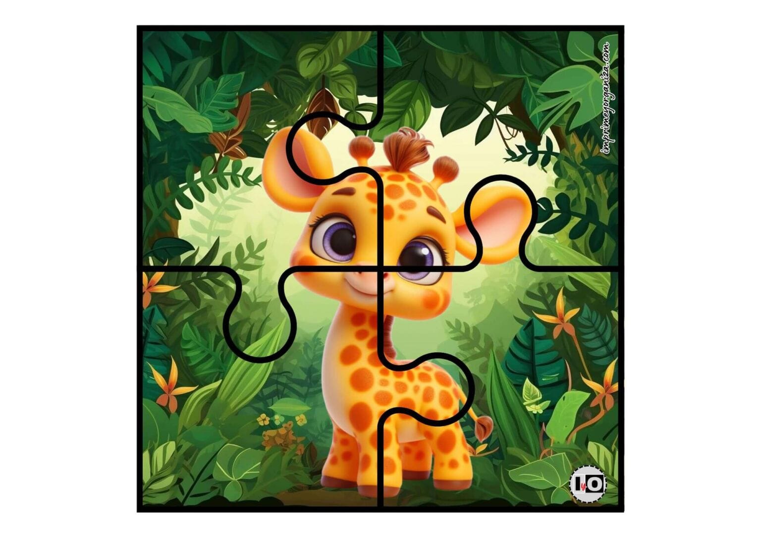 Puzzles de Animalitos en formato 4 piezas en PDF [GRATIS]