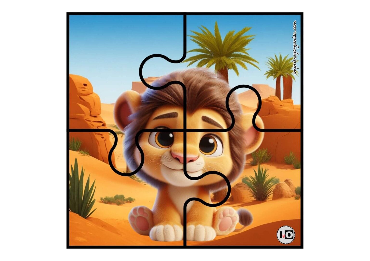 Puzzles de Animalitos en formato 4 piezas en PDF [GRATIS]