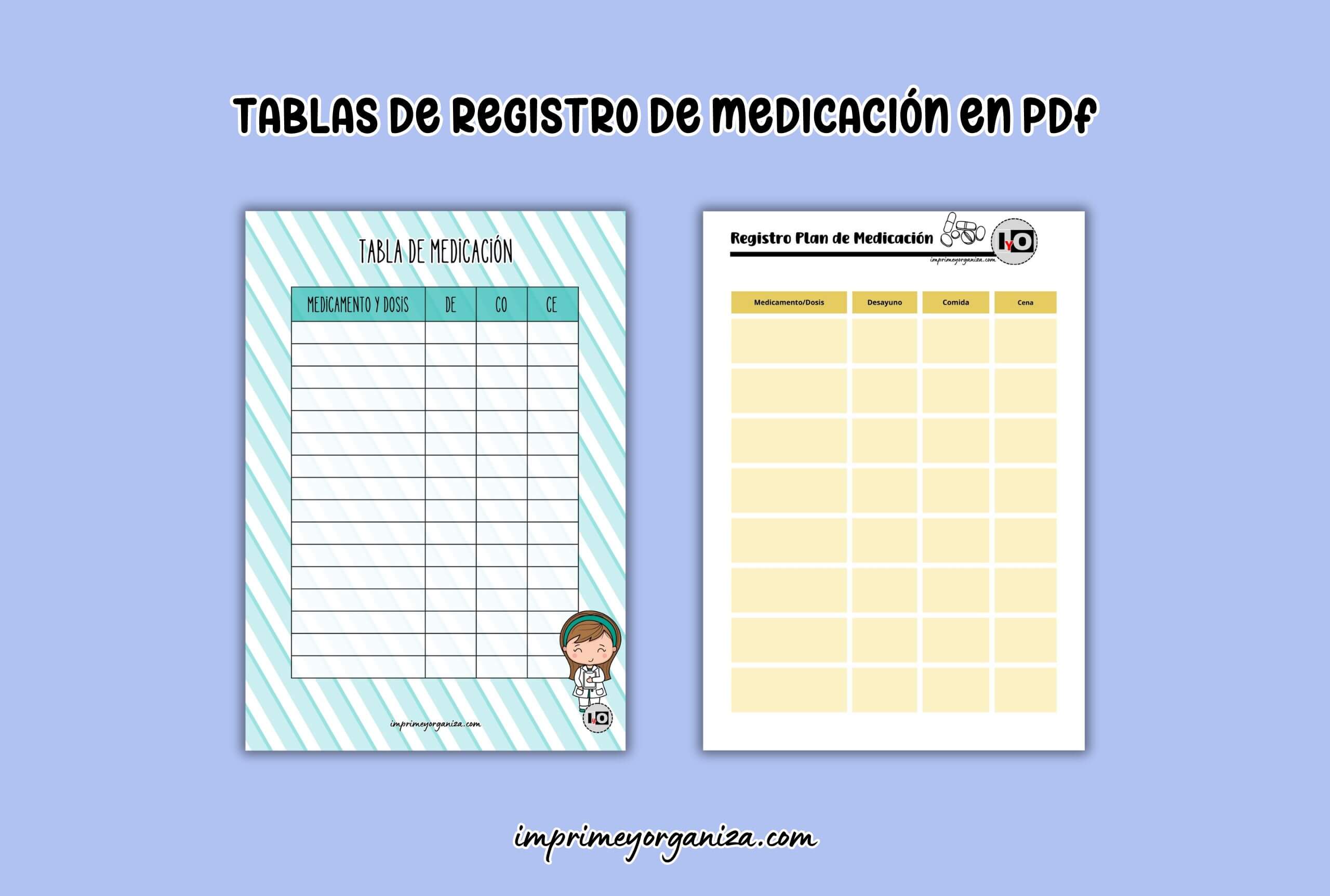 Tablas de registro de medicación en pdf gratis