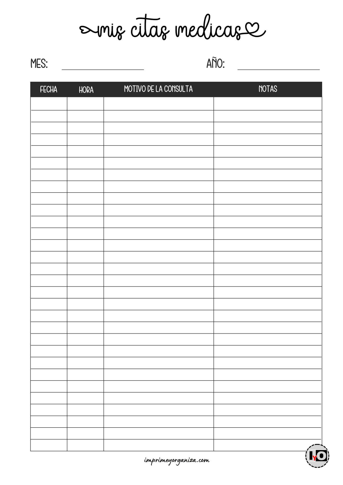 Tablas mis citas blanco y negro