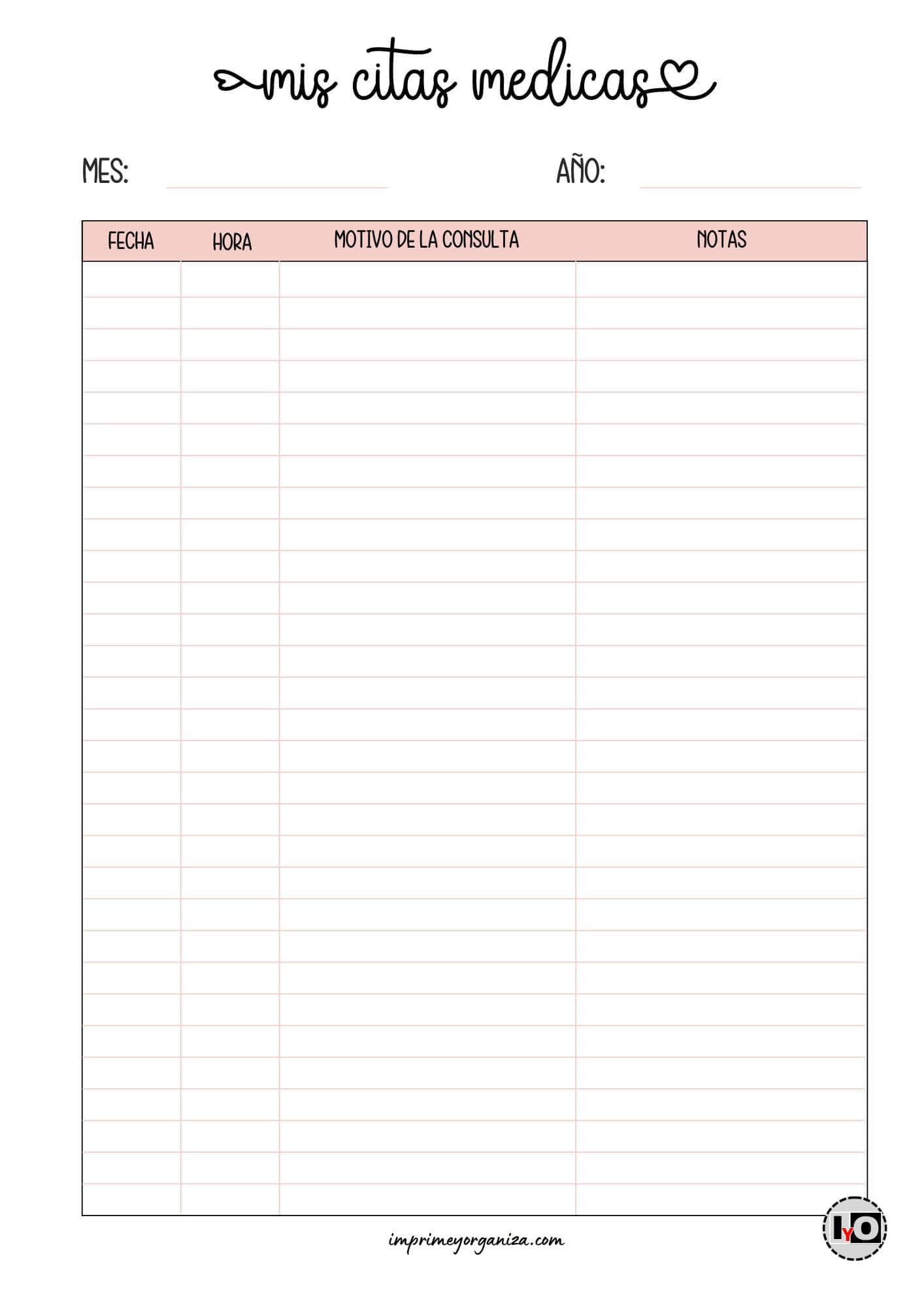 Tablas mis citas médicas rosa