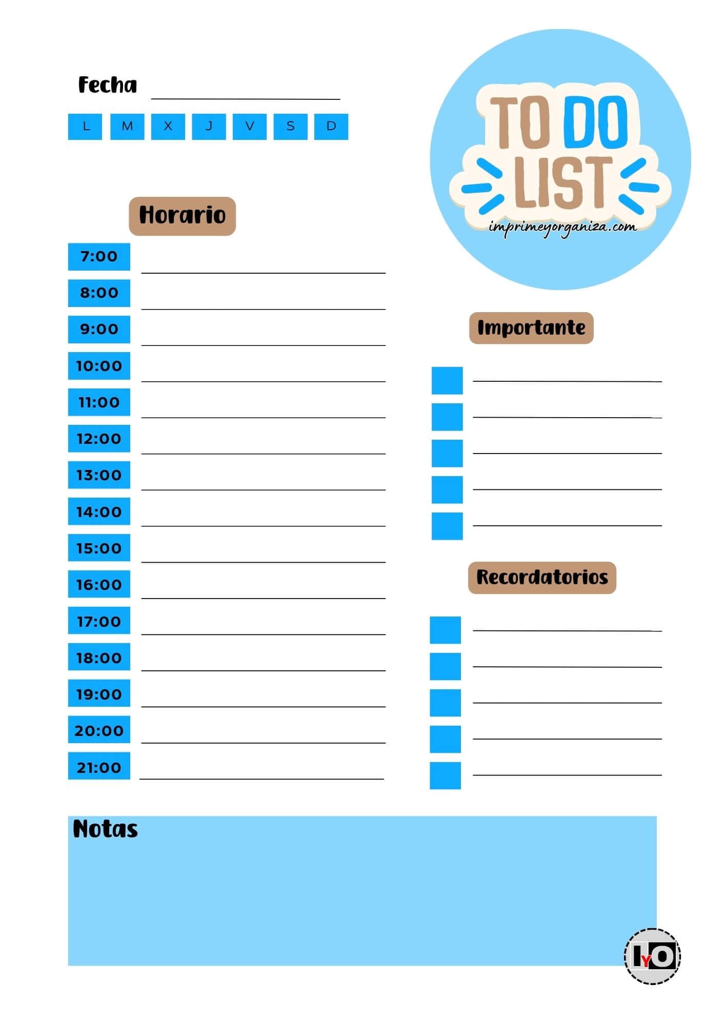 To Do List Azul-Marrón