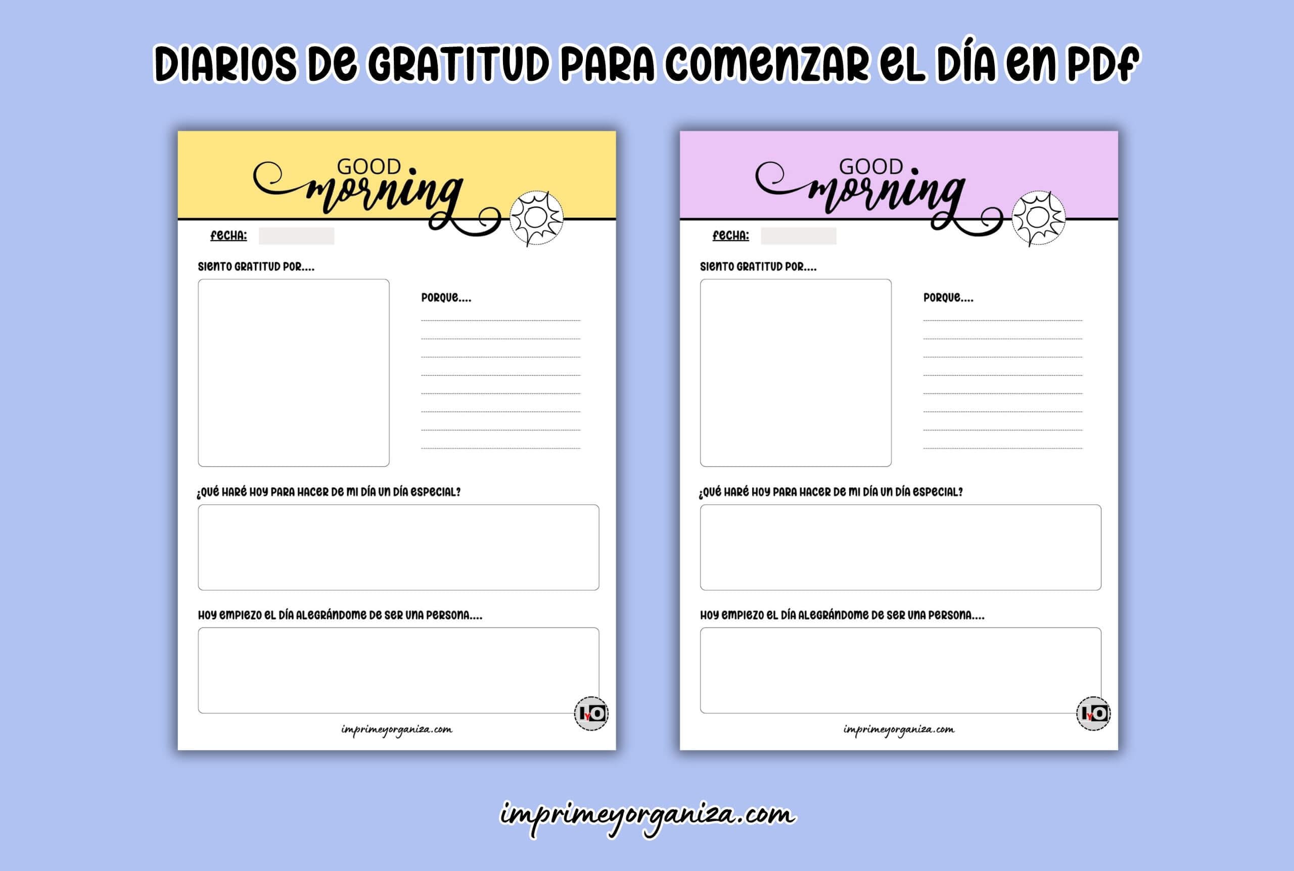 diarios de gratitud para comenzar el día en PDF gratis