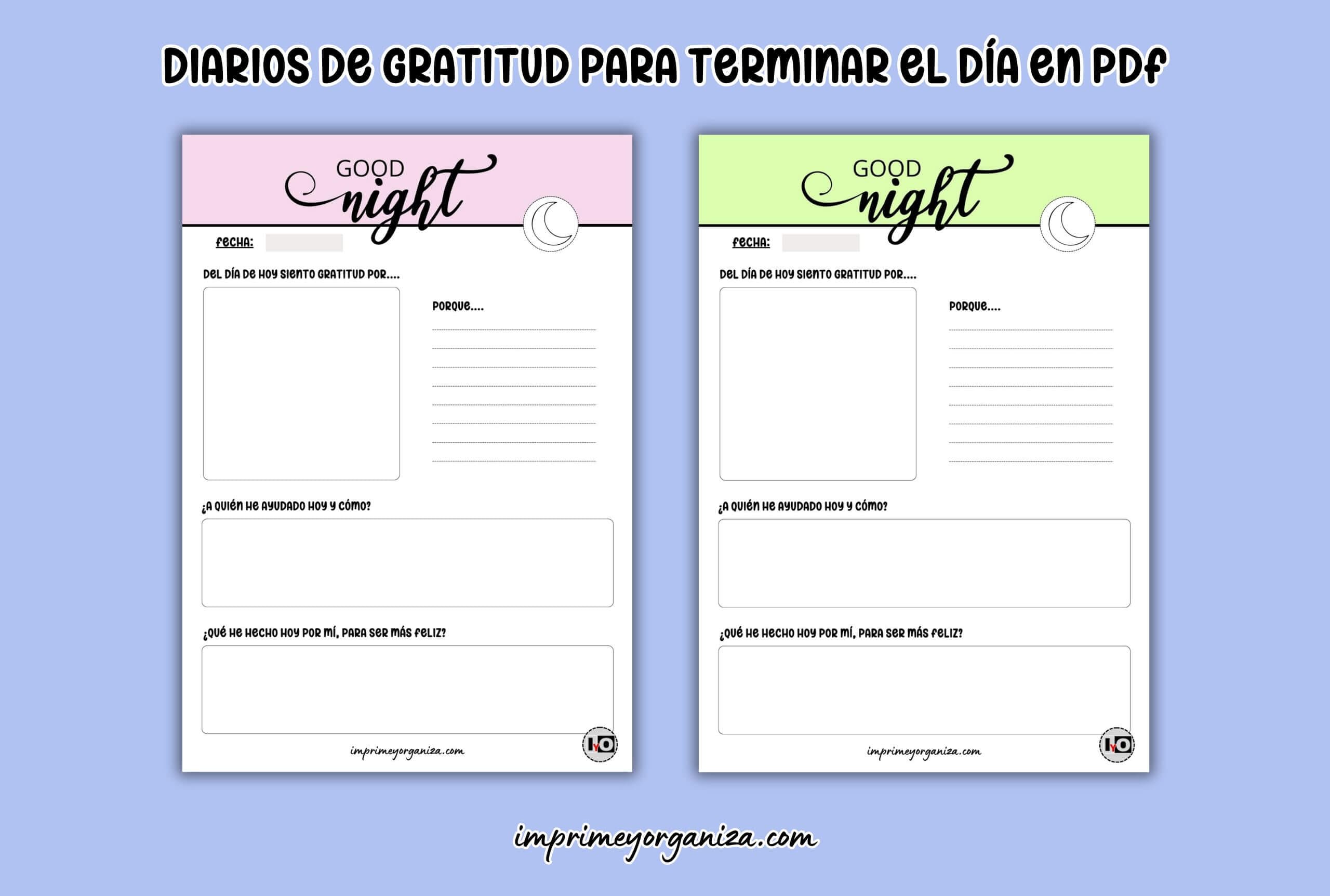 diarios de gratitud para terminar el día en PDF gratis