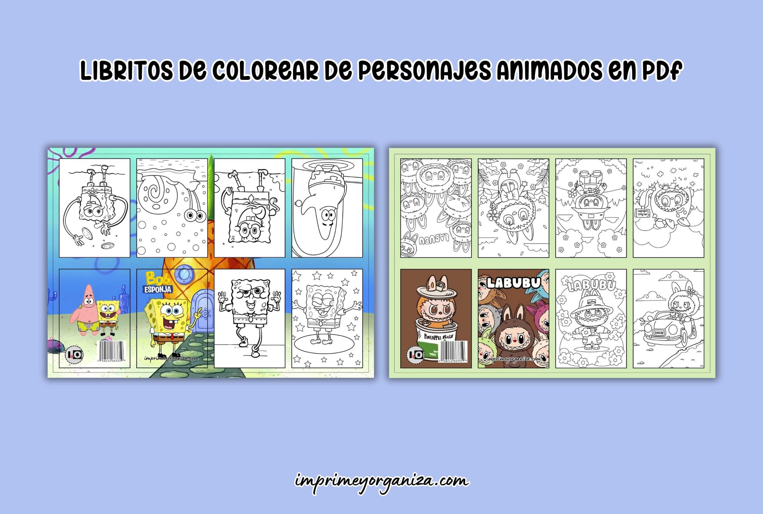 libritos de colorear de personajes animados en PDF gratis