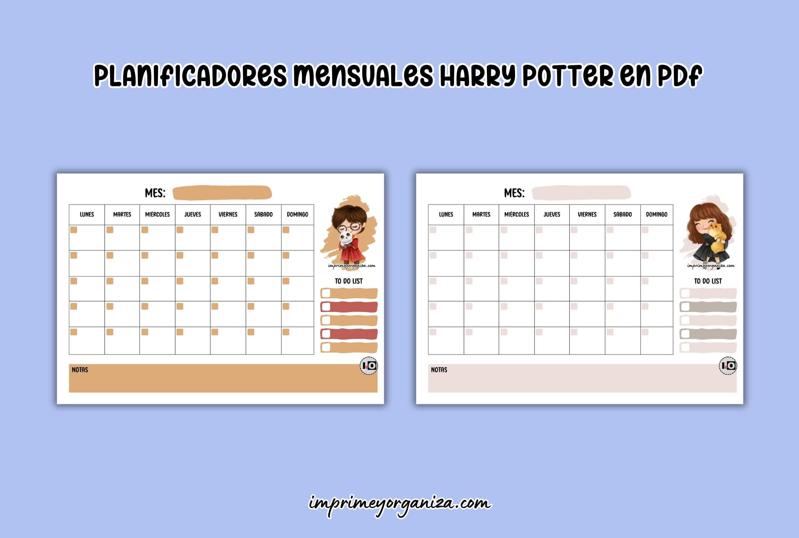 planificadores mensuales Harry Potter en pdf gratis