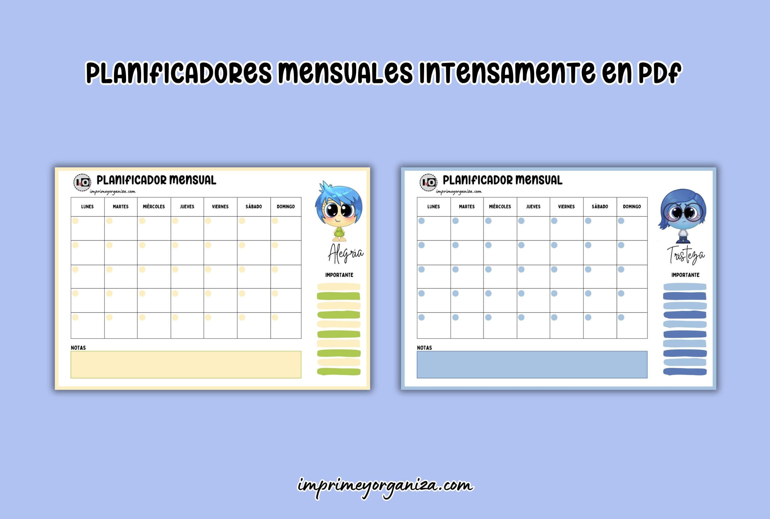 planificadores mensuales intensamente en pdf gratis