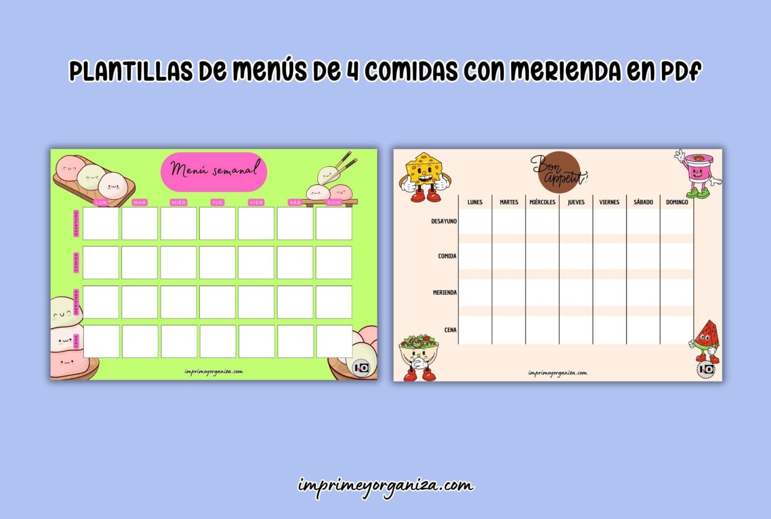 Plantillas de Menú Semanal en PDF [GRATIS]