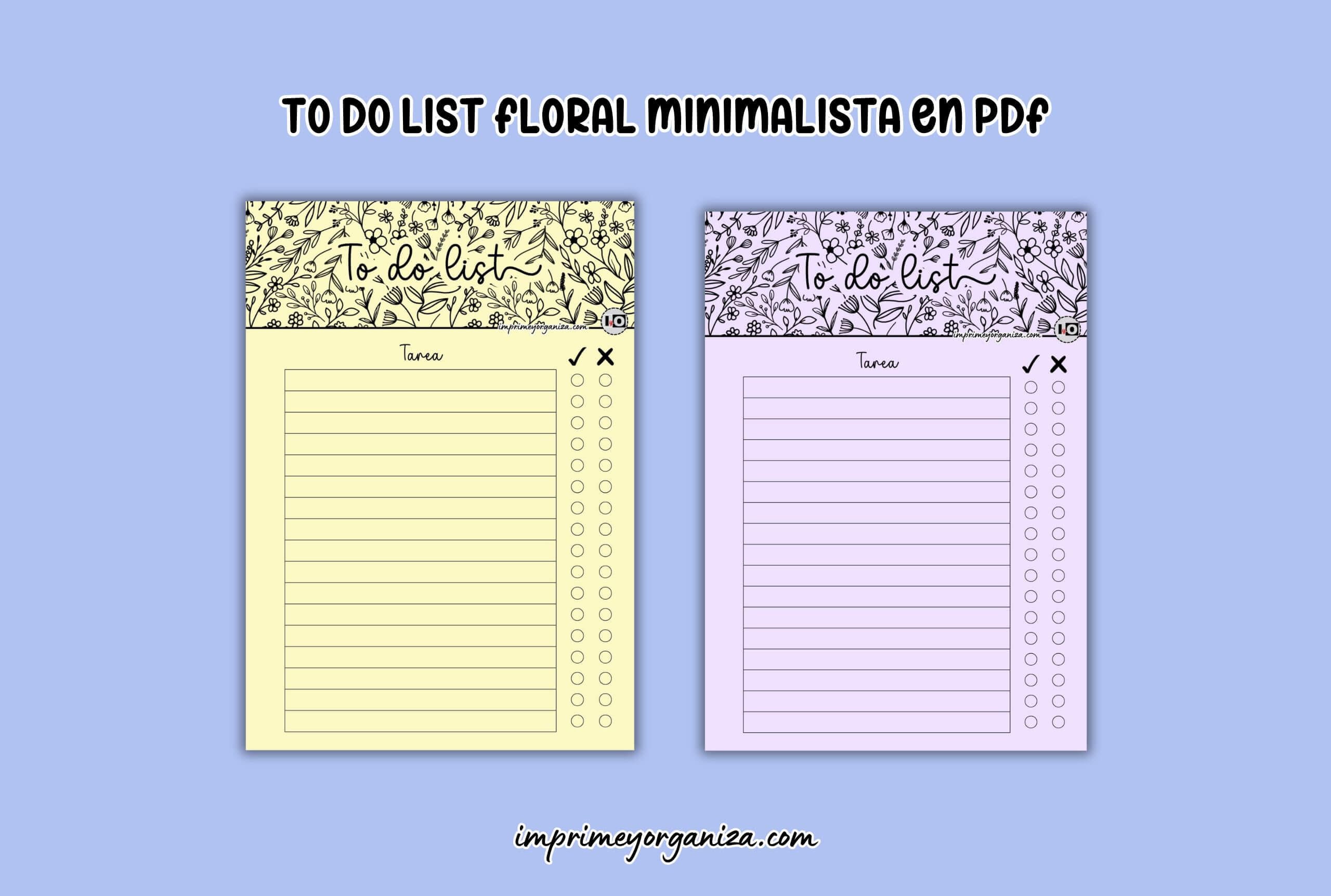 to do list floral minimalista en pdf gratis