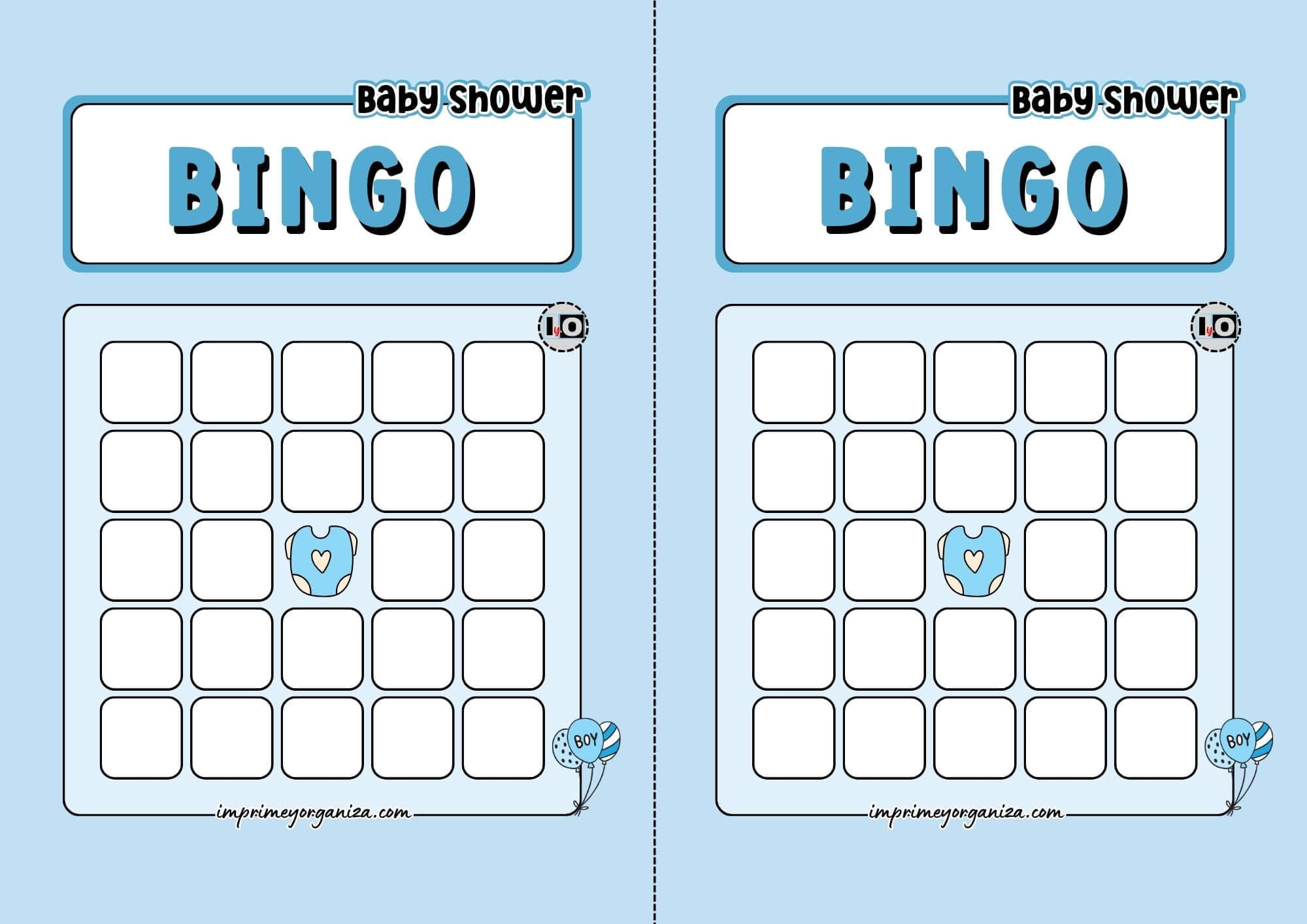 Boy Baby Shower Bingo Rellenable