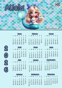 Calendario 2026 Alicia Sirena