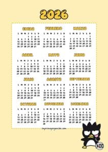 Calendario 2026 Badtz-Maru Amarillo