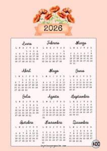 Calendario 2026 Bouquet Amapola