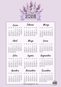 Calendario 2026 Bouquet Lavanda