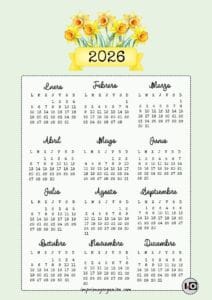 Calendario 2026 Bouquet Narciso