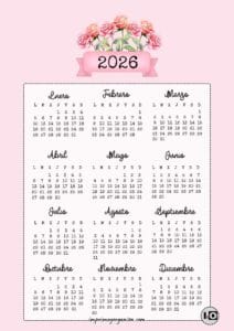 Calendario 2026 Bouquet Rosa