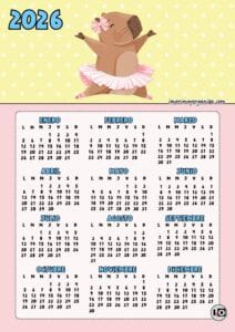 Calendario 2026 Capibara Bailarina