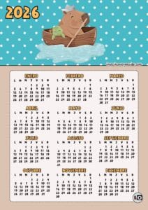 Calendario 2026 Capibara Barca
