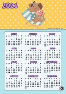 Calendario 2026 Capibara Sandía