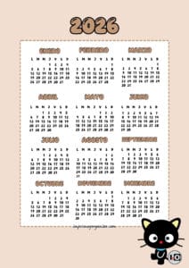 Calendario 2026 Chococat Marrón