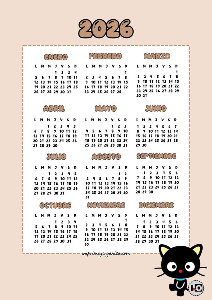 Calendarios Infantiles 2026 Sanrio en PDF [GRATIS]
