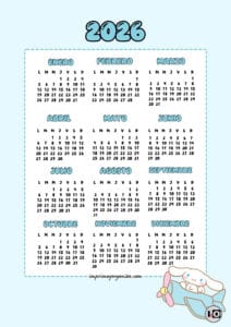 Calendario 2026 Cinnamonroll Azul