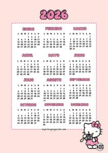 Calendario 2026 Hello Kitty Rosa
