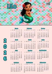 Calendario 2026 Lilo Sirena