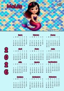 Calendario 2026 Mulán Sirena