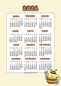 Calendario 2026 Pompompurin Amarillo