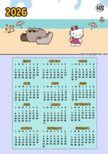 Calendario 2026 Pusheen Kitty Beach