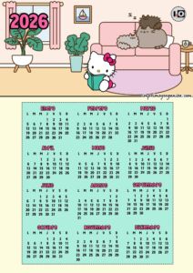 Calendario 2026 Pusheen Kitty Cozy Home