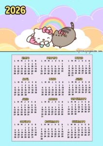 Calendario 2026 Pusheen Kitty Nube
